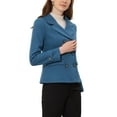 thumbnail image 4 of Unique Bargains Women's Notched Lapel Outerwear Double Breasted Coat XS Blue, 4 of 6