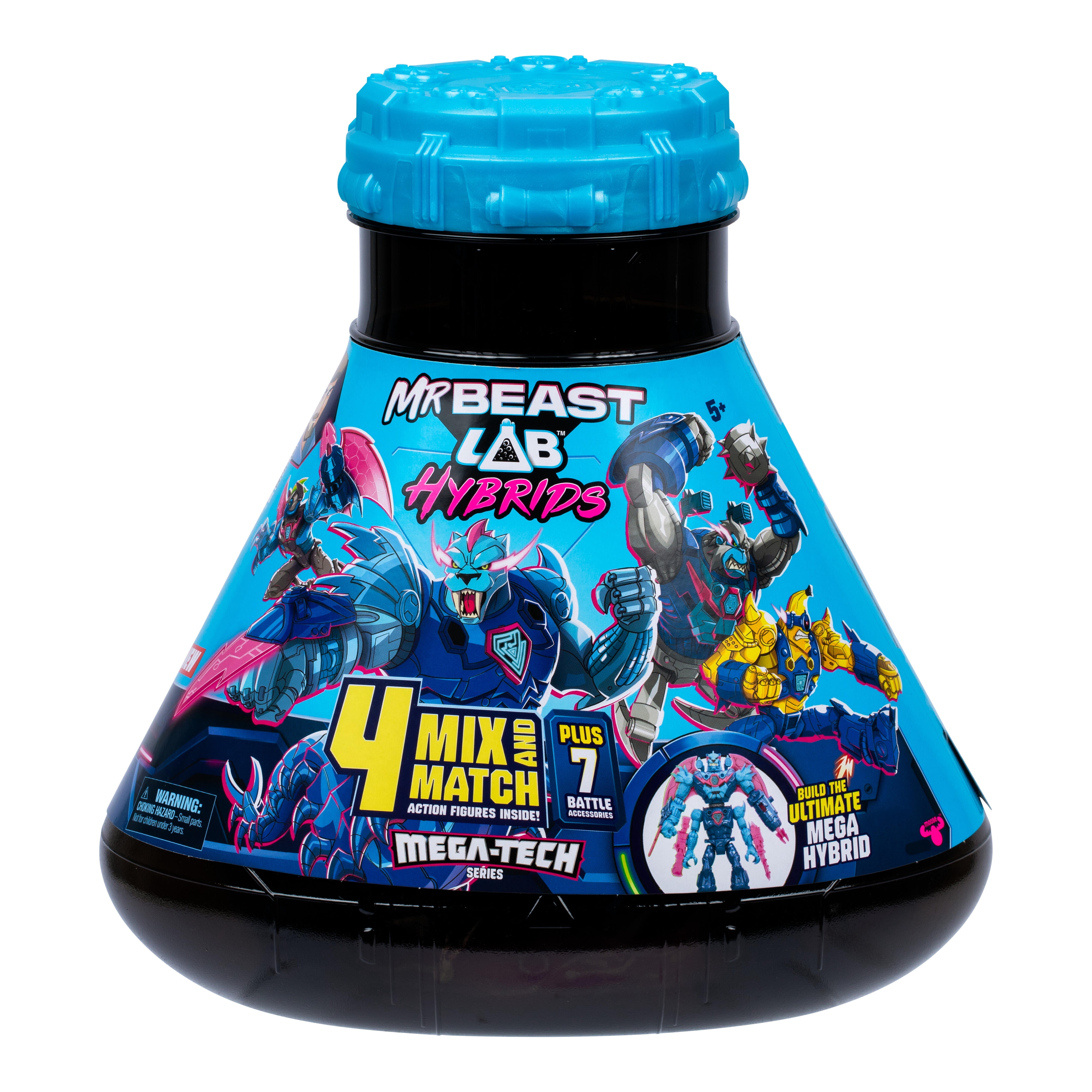 MrBeast Lab Hybrids Mega pack, Reveal Different Hybrid Parts to Create 4 Mix & Match Figures, Ages 5+