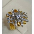 thumbnail image 4 of Silver Shop Round Cut Cubic Zirconia 14K Yellow Gold Finish Huge Cluster Wedding Ring, 4 of 4