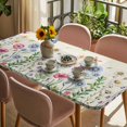 thumbnail image 3 of Spring Floral Table Cloths for 5 Foot Rectangle Tables, Pink Blue Flowers Butterfly Farmhouse Patio Waterproof Elastic Fitted Tablecloths, Washable Rectangular Table Cover for Camping, 3 of 8