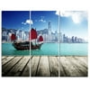 Design Art Hong Kong Harbor - 3 Piece Photographic Print on Wrapped Canvas Set
