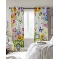 thumbnail image 4 of Spring Truck Flowers Blackout Curtains for Bedroom Living Room Darkening Curtains 63 Inches Long Watercolor Floral Butterflies Yellow Window Curtain 2 Panels Set Window Treatment Drapes 42"x63", 4 of 9