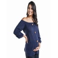 thumbnail image 1 of Blusa Maternidad Off Shoulder Rayón Fresca Cómoda Ropa Embarazo Blusa Mujer Versátil Color Azul Marino, 1 of 4