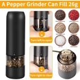 thumbnail image 3 of SHAR Electric Salt and Pepper Grinder Set - USB Rechargeable - One-handed Operation - LED Light - Adjustable Ceramic Coarse Grit, 3 of 5
