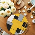 thumbnail image 2 of Yellow Abstract Round Placemats Set of 4 for Dinning Tables,Heat-proof Braided Table Mats 13 Inch,Geometric Grey Black White Lattice Washable Place Mat for Kitchen Restaurant Party Table Decor, 2 of 9