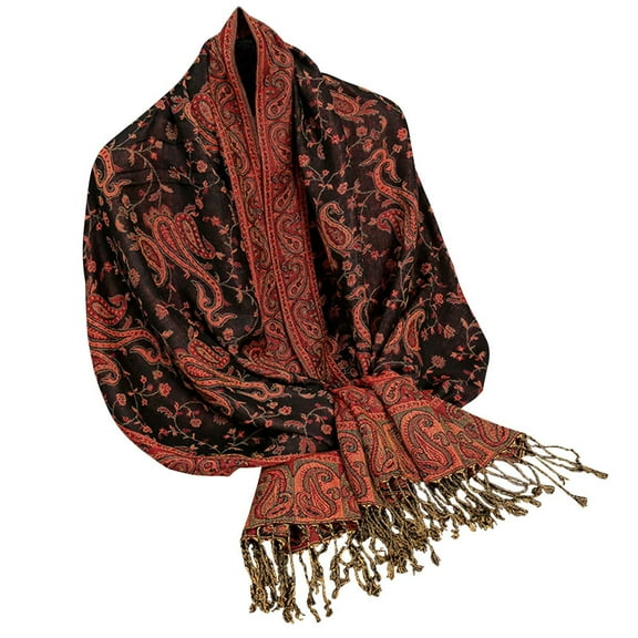 ZQUUVOU Women's Bohemian Scarf Paisley Printed Soft Long Shawl with Fringe Vintage Style Winter Wrap for Layering Gift Sky Blue