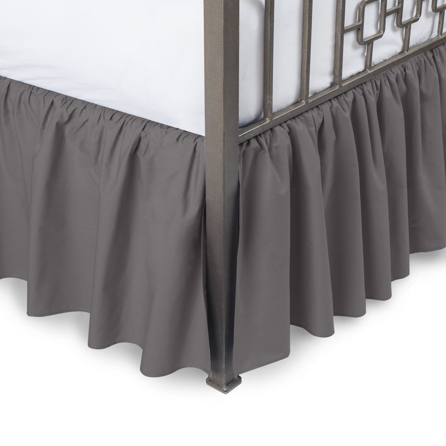 Ruffled Bed Skirt with Split Corners Full, Dove Grey, 14 Inch Drop
