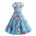 thumbnail image 4 of Dvkptbk Robe de Mariage Florale pour Femmes, Robe de Fête Rétro Vintage des Années 1950 Plissée, Robe de Cocktail Sans Manches avec Poches, 4 of 8