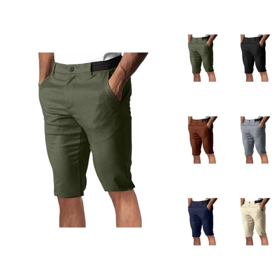 Knee Length Dress Shorts for Men Business Casual Summer Straight Leg Slim Fit Work Shorts with Pockets