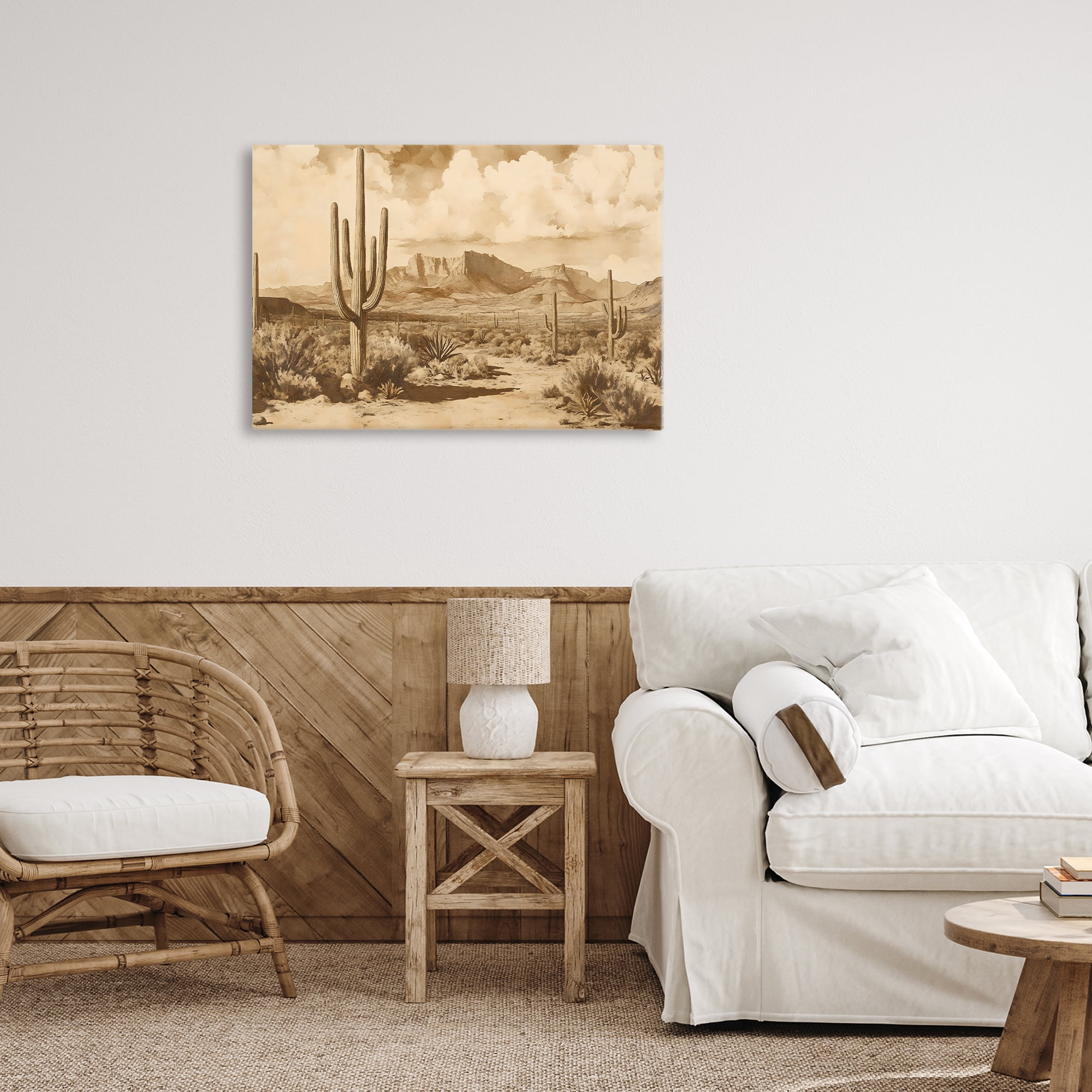 Stupell Industries Vintage Desert Peaks with Saguaro Canvas Wall Art, design by Franklyn Gregory