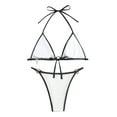 thumbnail image 5 of Siilsaa Women's Triangle Thong Bikini Set Sexy String Brazillian Two Piece Swimsuit Cute Bathing Suit Black,L, 5 of 5