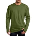 thumbnail image 7 of SHTXOZHI Men's Long Sleeve Shirts Solid Color Crew Neck Sport Tops Sun Protection Casual Fall Winter Layering Tee Shirts, 7 of 7