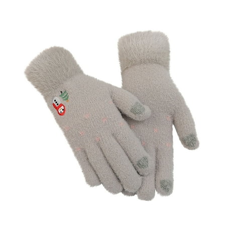 

Gloves for Men Cold Weather Work Gloves Winter Fashion Woman Keep Warm Cashmere Lovely Love Weave Knitted Gloves Disposable Gloves Faux Leather Gloves for Women Clearance Gray One size