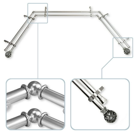 Instyledesign Stella 13 16 Double Bay Window Curtain Rod 20 36