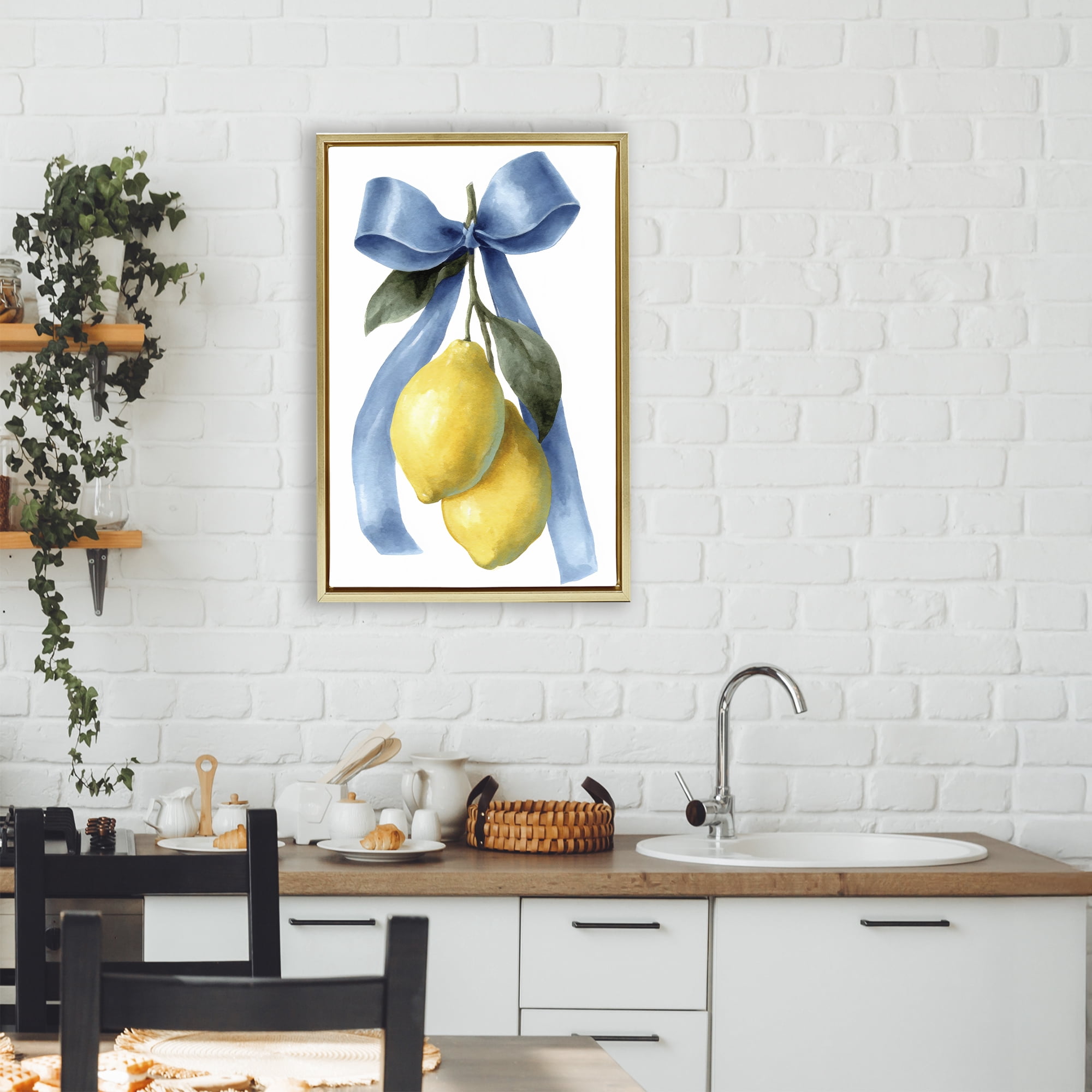 Stupell Industries Sweet & Sour Lemons Gold Framed Floater Canvas Wall Art, design by Petal Prints Design