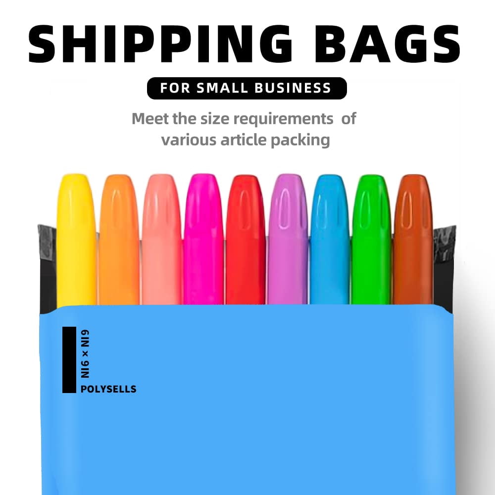Polysells 6x9 inch Poly Mailers Shipping Envelopes, Postal Mailing Bags, 100 Pcs, Blue