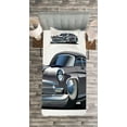 thumbnail image 3 of Ambesonne Cars Quilted Bedspread Set 2 Pcs, Retro Design Asymmetric, Twin Size, Grey Dark Grey, 3 of 3