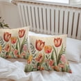 thumbnail image 5 of Red Tulip Outdoor Pillow Covers Pack of 2 Eucalyptus Watercolor Floral Plants Retro Linen Waterproof Throw Pillow Covers Decorative Cushion Cases for Patio Garden Tent Balcony Couch 18x18 inch, 5 of 8