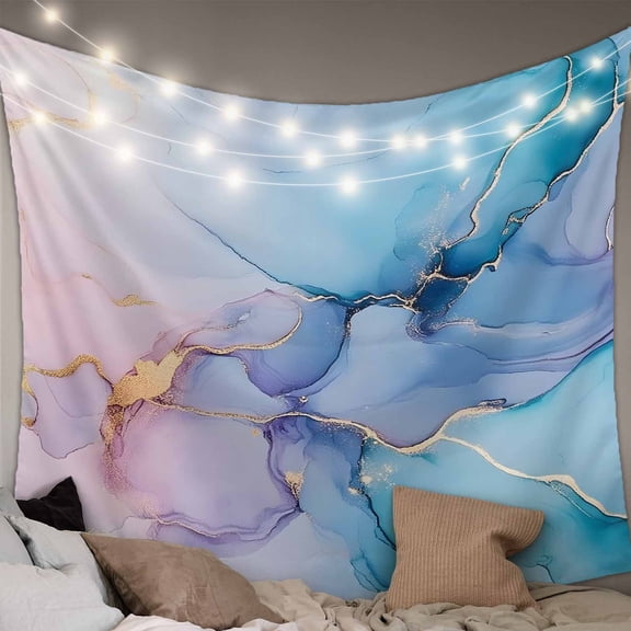 Blue Purple Pink Marble Tapestry for Bedroom Wall Hanging Tapestry, Modern Ink Painting Abstract Art Ceiling Backdrop Tapestries Poster Blanket Wall Decor for Teens Room Living Room Dorm 51" x 59"