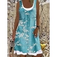 thumbnail image 1 of Women's A-Line Dress Sleeveless Spring Summer Casual Patchwork Print Knee Length Dress Fashion 3D Printing Denim Print DressL Gao Jinjia LED, 1 of 2