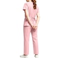 thumbnail image 3 of Trikvn Women's Medical Scrub Sets Mock Wrap V-Neck Nursing Uniforms Short Sleeve Top and Straight Leg Cargo Pants Soft Breathable Healthcare Apparel with Pockets, 3 of 5