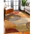 thumbnail image 1 of Unique Loom Barista Collection Modern, Abstract, Geometric, Circles, Urban, Rustic, Warm Colors Area Rug, 8' 0" x 10' 0", Beige/Burgundy, 1 of 2