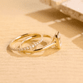 thumbnail image 5 of Bezel Emerald Cut Diamond Engagement Ring Set in 14K Yellow Gold Vermeil- Wedding Set Minimalist Promise Ring Bridal Set, 5 of 7