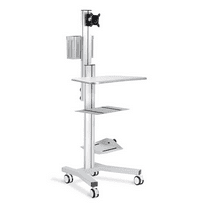 PC Computer Desktop Rolling Mobile Cart Workstation, Gray