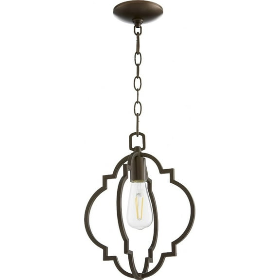 Quorum Lighting Dublin 1-Light Pendant, Oiled Bronze, 11W, 14H, Chain Hanging, Dry Rated