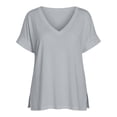 thumbnail image 7 of Xijirk Women's V-Neck Tunic T-Shirt Loose Fit Short Sleeve with Side Slits Casual Summer Top for Daily Wear,2XL, 7 of 7