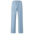 thumbnail image 4 of Twczz Boys Cotton Linen Pants with Pockets- Drawstring Straight Leg Elastic Waist Casual Kids Beach Pants Blue Size 10, 4 of 5