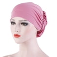 thumbnail image 2 of GILIGEGE Women's Cotton Turban Sleeping Bonnet Caps Skull Cap Muslim Turban Scarf Soft Cap Breathable Helmet Cancer Turban Cap Chemo Headwraps Polyester Swimming Hat Shower Cap Daily & Formal Wear C, 2 of 3