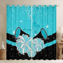 Castle Fairy Cheer Theme Curtains Pack of 2 (42x84 Each),Black Blue Curtains Blackout for Adults Female Women,Dreamy Princess Glitter Bedroom Curtains,Lightweight Room Decor