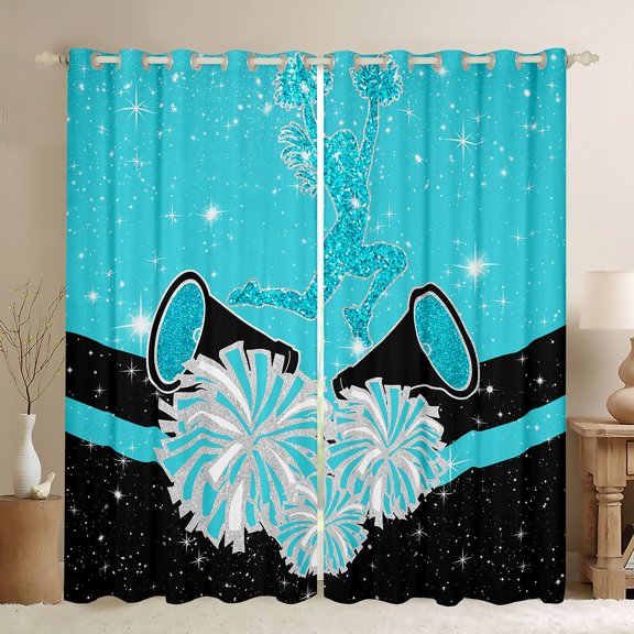 Castle Fairy Cheer Theme Curtains Pack of 2 (42x84 Each),Black Blue Curtains Blackout for Adults Female Women,Dreamy Princess Glitter Bedroom Curtains,Lightweight Room Decor
