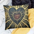 thumbnail image 2 of SHANXI Throw Pillow Covers Sacred Heart Jesus Gold Black Trendy Vintage Religion Spirituality Love for Couch Living Room 12x12in, 2 of 5