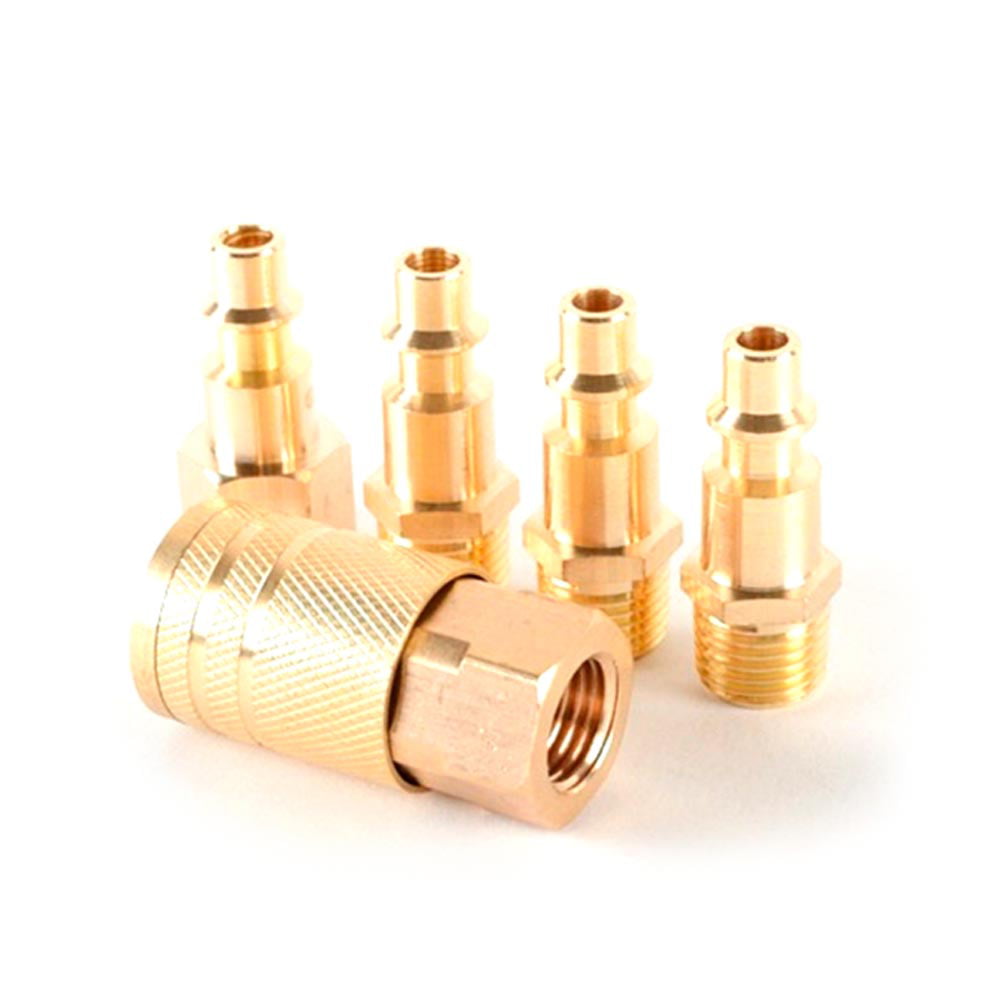 FREE SHIPPING 5 PC INDUSTRIAL TYPE BRASS AIR QUICK COUPLER SETS WHOLESALE 
