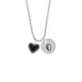 thumbnail image 2 of Delight Jewelry Silvertone Black Heart with Beaded Border Silvertone Script Initial Disc - O - Charm Necklace, 20"+3", 2 of 4
