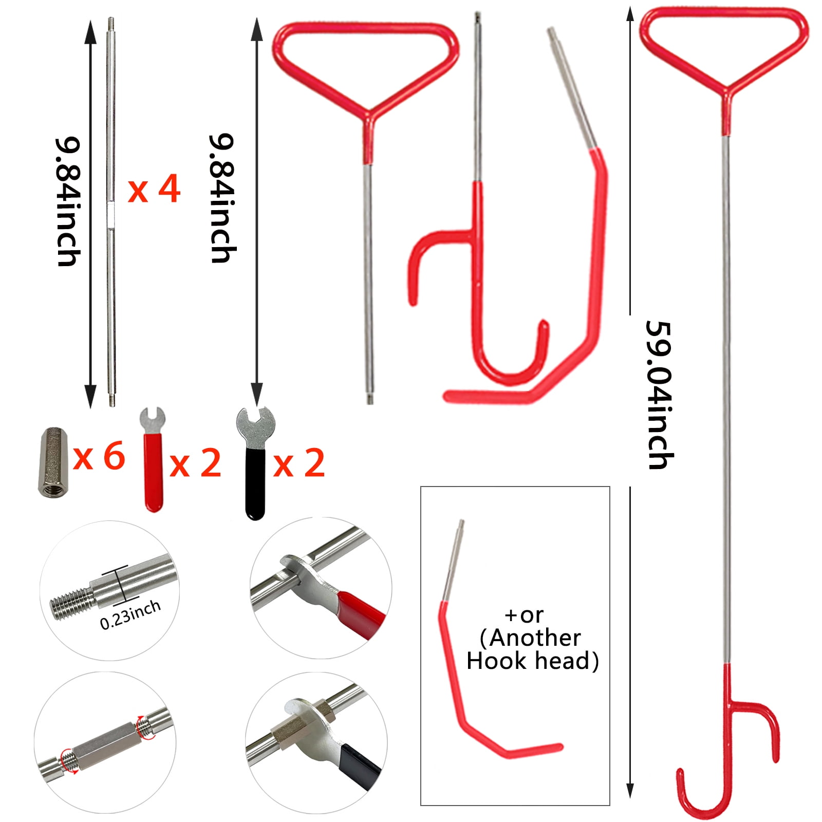 Pershook 25PC Stainless Steel Car Tool Set, 59-inch J-Hook for Emergency Unlocking of Car Windows and Doors, Emergency Car kit Tools