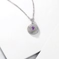 thumbnail image 4 of Gem Stone King 0.26 Cttw Round Purple Amethyst White Diamond Rhodium Plated Pendant with Chain, 4 of 4