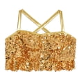 thumbnail image 3 of Sholeno Children Girls Sparkly Jazz Hip Hop Dance Clothes Crop Top Camisole Tutu Skirt Cheerleading Uniforms Gold 8, 3 of 7