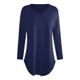 thumbnail image 6 of Baqcunre Sweatshirt For Women Womens T Shirts V Neck Long Sleeve Tops Autumn Priming Solid Color Tops For Women 2023 T Shirts For Women Blue 1 3XL, 6 of 7