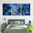 thumbnail image 5 of Shadudu Stars Trees Night Sky Canvas Wall Art Triptych Set for Living Room Bedroom Home Office Decor 12"x16"x3pcs, 5 of 6