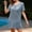 Blue, variant on Women's Summer Sasual Short Sleeved Round Neck Solid Color Crochet Hollow Beach Dress Cut Out Dresses Women Eyelet Dress