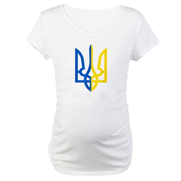 CafePress - I Stand With Ukraine Flag Suppor Maternity T Shirt - Cotton Maternity T-shirt, Cute & Funny Pregnancy Tee