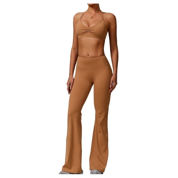 Conjuntos de entrenamiento for mujer, 2 piezas, sujetador deportivo, camiseta sin mangas, polainas de cintura alta, gimnasio, Yoga, ropa activa, Top de entrenamiento for mujer