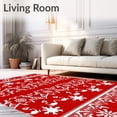 thumbnail image 2 of ODIKA 4'x6' Machine Washable Non-Slip Area Rug, Festive Snowflake and Reindeer Patterned Hallway Accent High Traffic Rug with Pad, Red, 741749, 2 of 8