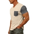 thumbnail image 6 of Afdoent T Shirts For Men Short Sleeve Pocket T-Shirt Comfortable Crew Neck Casual Color Block Top Soft Breathable Daily Wear Tee Summer Vacation Soft Top, 6 of 8