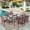 Red, variant on Summit Living 7-Piece Outdoor Patio Dining Set with Rectangle Steel Table with Wooden Tabletop & Textilene Chairs for 6-Person, Black & Gray