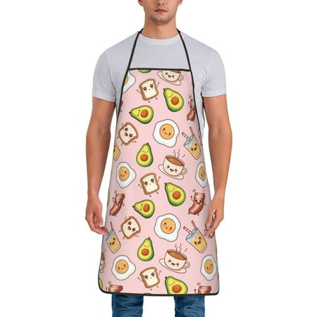 

Xecao Breakfast Print Funny BBQ Chef Aprons for Men Women Adjustable Kitchen Cooking Aprons with Pocket Waterproof Oil Proof No Pilling Fading