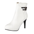 thumbnail image 1 of B91xZ Bottines pour Femmes Fermeture Éclair Extérieure Bottes Plates, Blanc 8.5, 1 of 5
